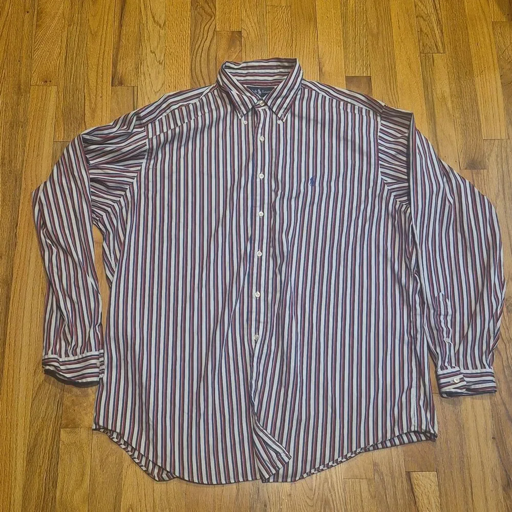 Polo Ralph Lauren Striped Polo Shirt Classic Fit Mens Size XL Red White Blue